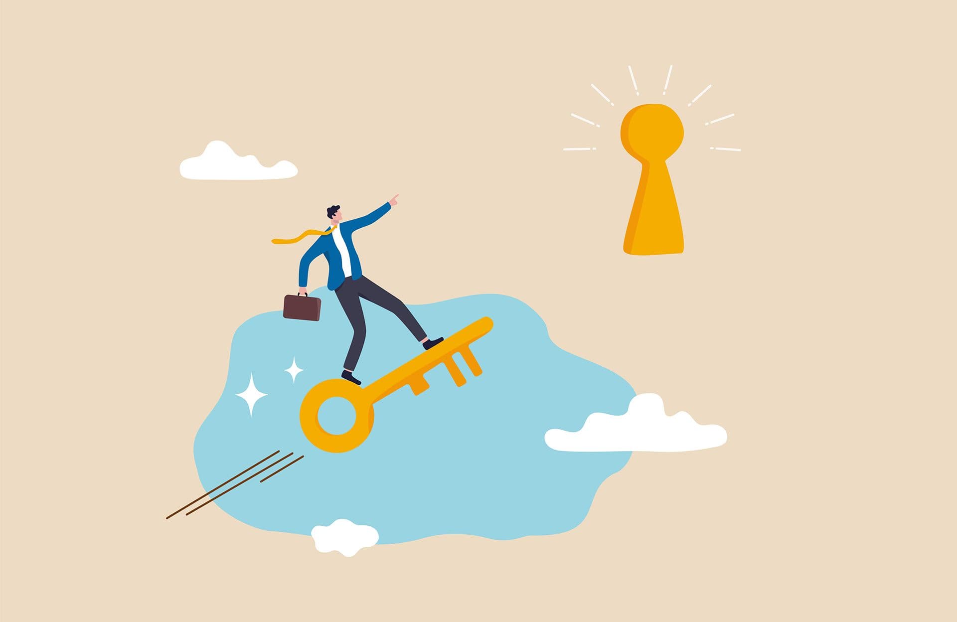 une personne chevauchant une clé